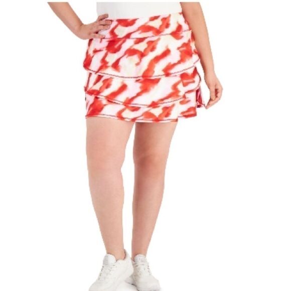 ID Ideology Women's Twist Flounce Athleisure Skort Red - Picture 8 of 15